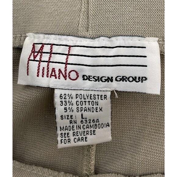 Milano Woman Sz Large Design Group Comfy Lounge Beige Tan Pants Elastic Waist - Picture 3 of 6